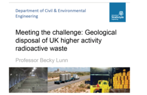 CoRWM member, Professor Rebecca Lunn lectures at the Geological Society