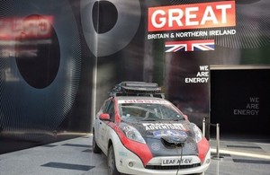 Electric car team racing in Mongol Rally arrive at UK Pavilion