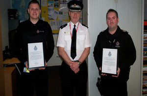 Hunterston officers commended by Divisional Superintendent