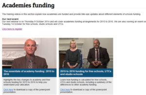 Academies funding: training videos and webinars launched