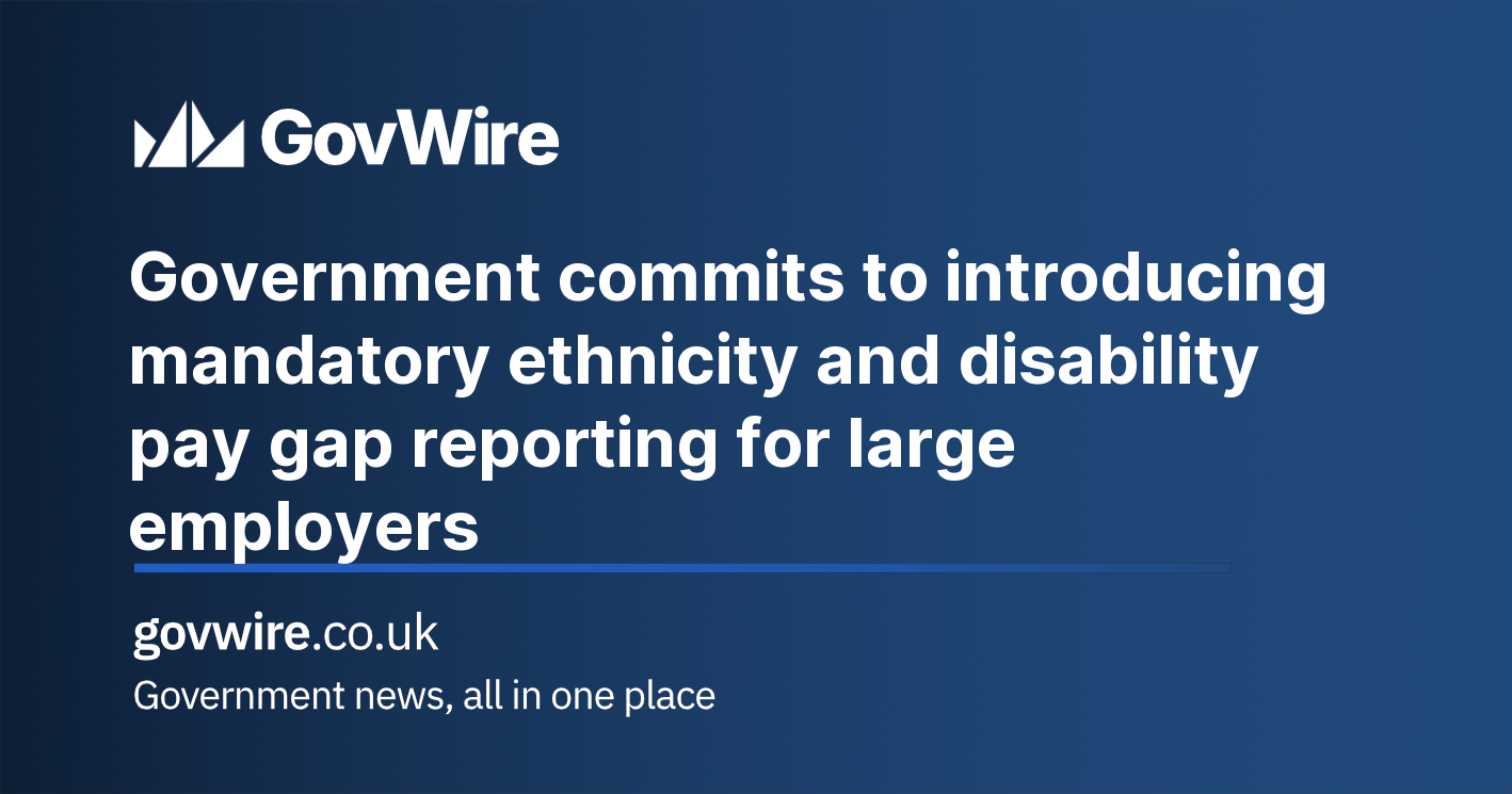 Government commits to introducing mandatory ethnicity and disability pay gap reporting for large employers Government commits to introducing mandatory ethnicity and disability pay gap reporting for large employers